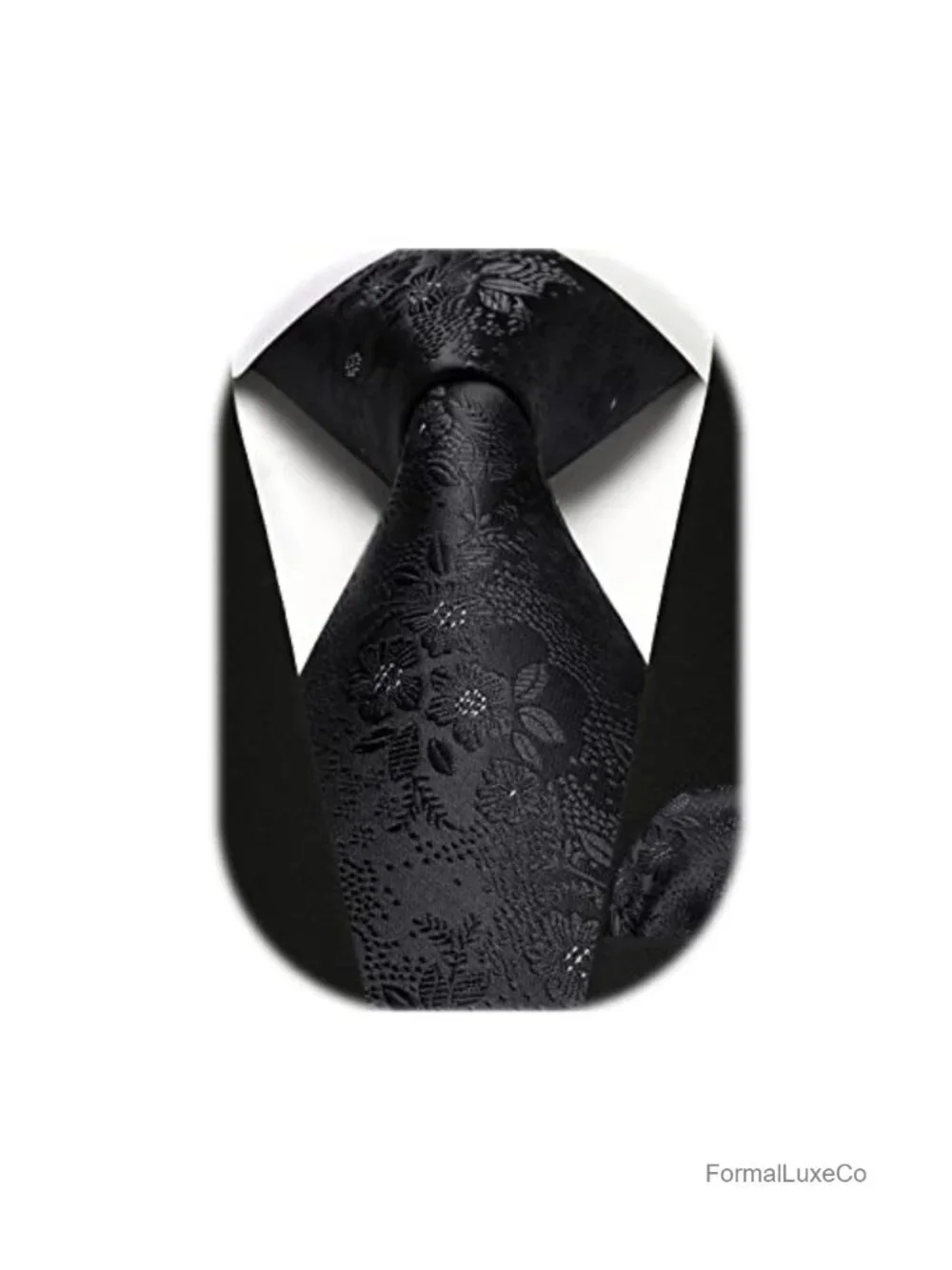 Men's Floral Woven Tie Set with Pocket Square | Wedding Formal Accessory